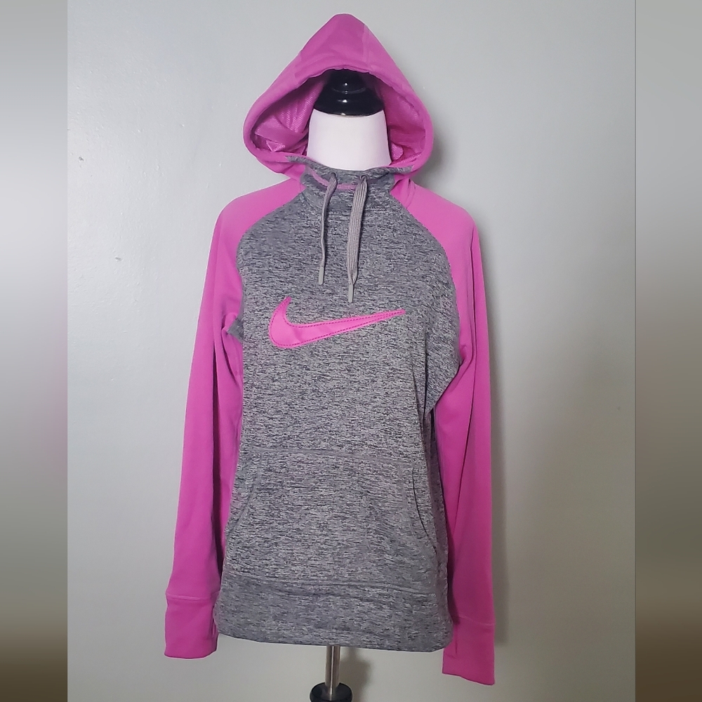 Nike Pink and Gray Women's Hoodie